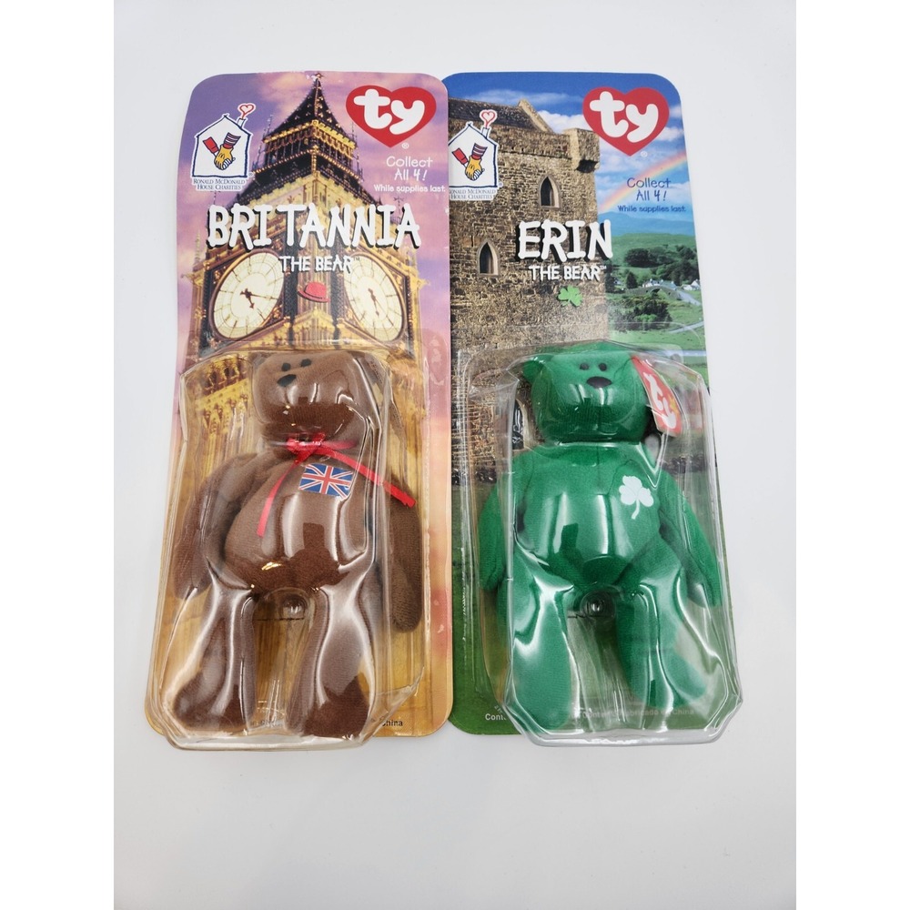 Teenie Beanie Baby - Erin The Bear And Britannia The Bear - Lot Of 2